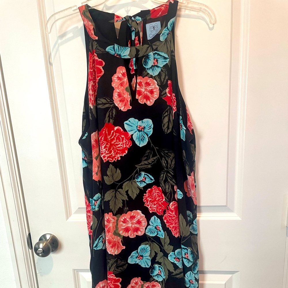 CeCe Red and Blue Floral Dress